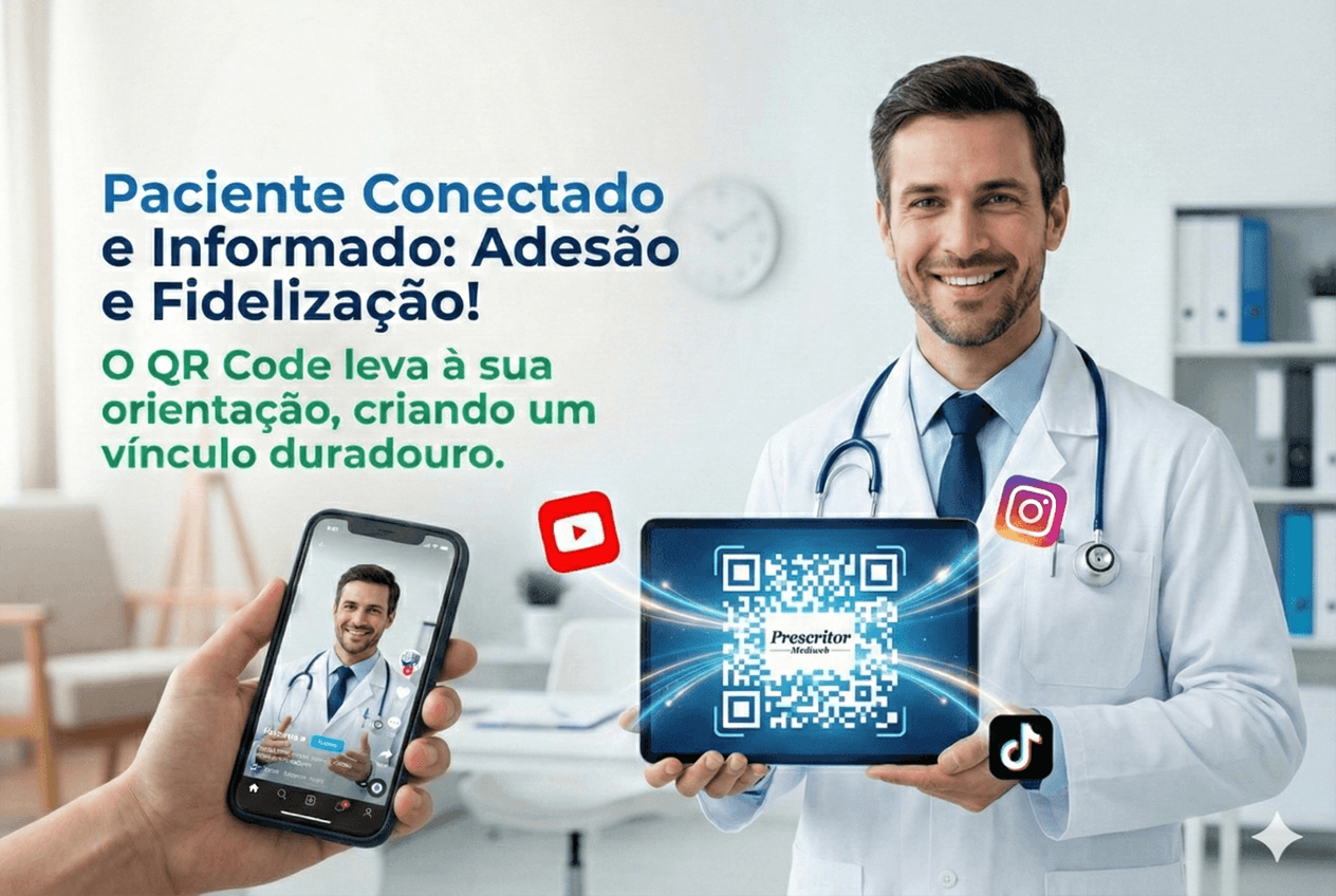 Médico com Tablet mostrando QR Code